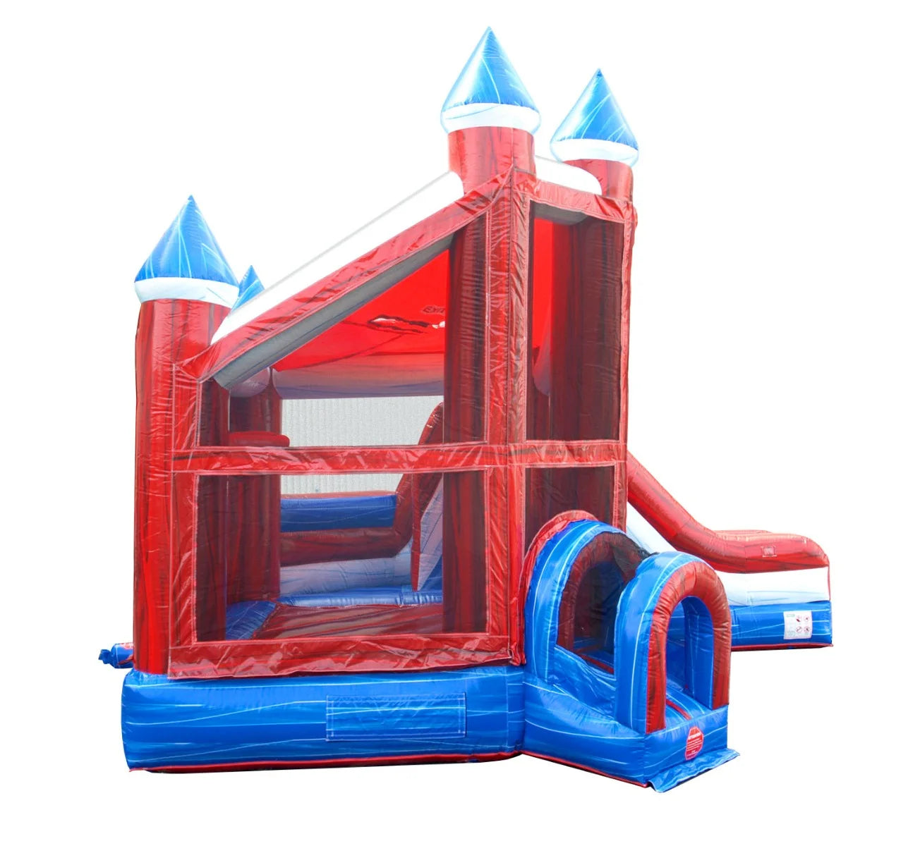 Commercial Inflatable Castle Bounce House with Slide, Red, White, and Blue Deluxe