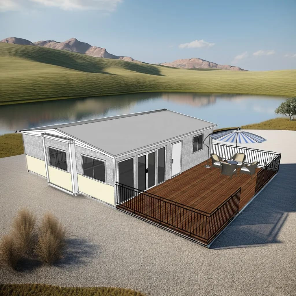 Modern Luxury 20&40Ft Prefabricated Tiny House Foldable Villas Prefab Tiny Home Contain Houses Glass Sunrooms Cabin 3 Bedroom Container Homes with Kitchen Bathroom Shower for Outdoor Living