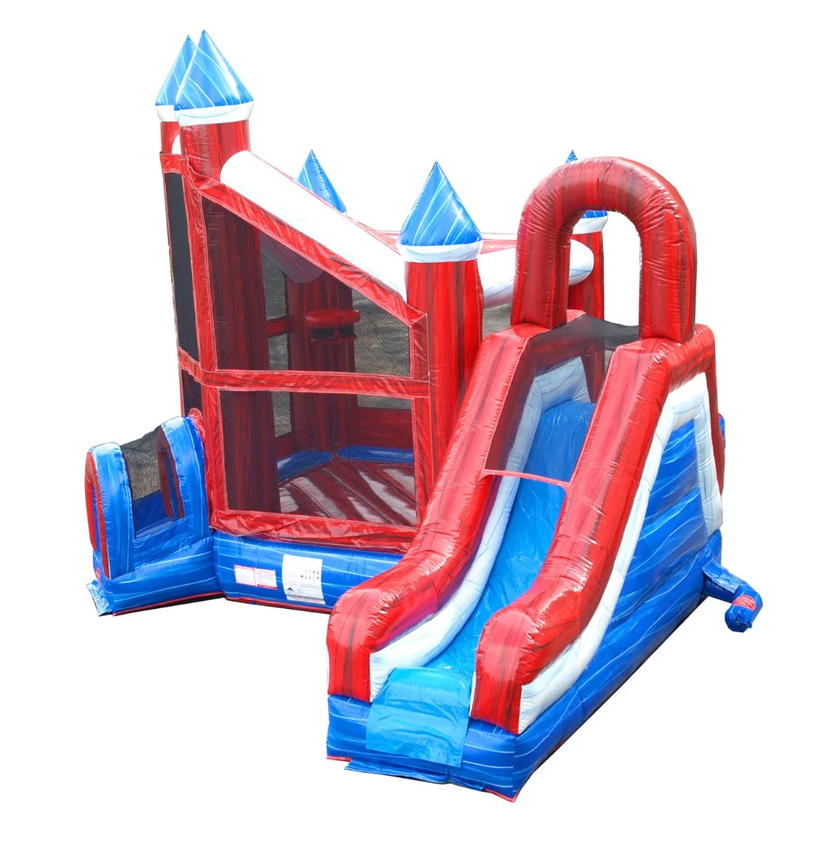 Commercial Inflatable Castle Bounce House with Slide, Red, White, and Blue Deluxe