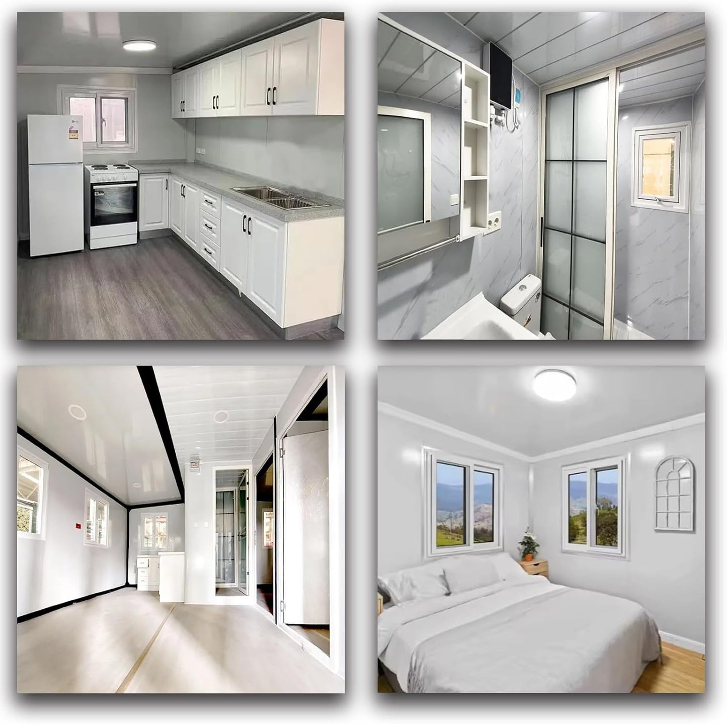 Modern Luxury 20&40Ft Prefabricated Tiny House Foldable Villas Prefab Tiny Home Contain Houses Glass Sunrooms Cabin 3 Bedroom Container Homes with Kitchen Bathroom Shower for Outdoor Living