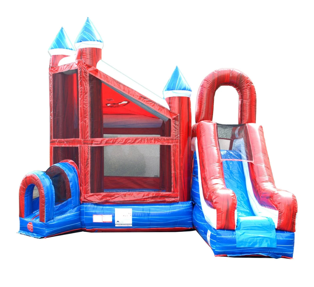 Commercial Inflatable Castle Bounce House with Slide, Red, White, and Blue Deluxe