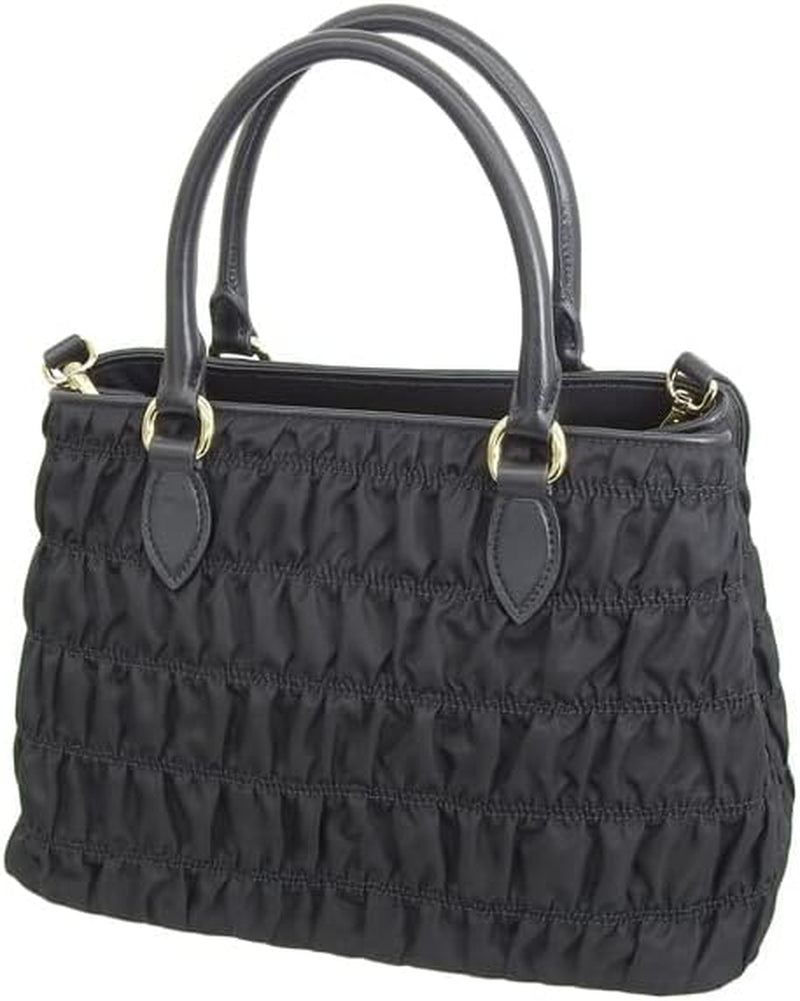 Tessuto Gaufre Nylon Small Black Satchel Handbag 1BA173