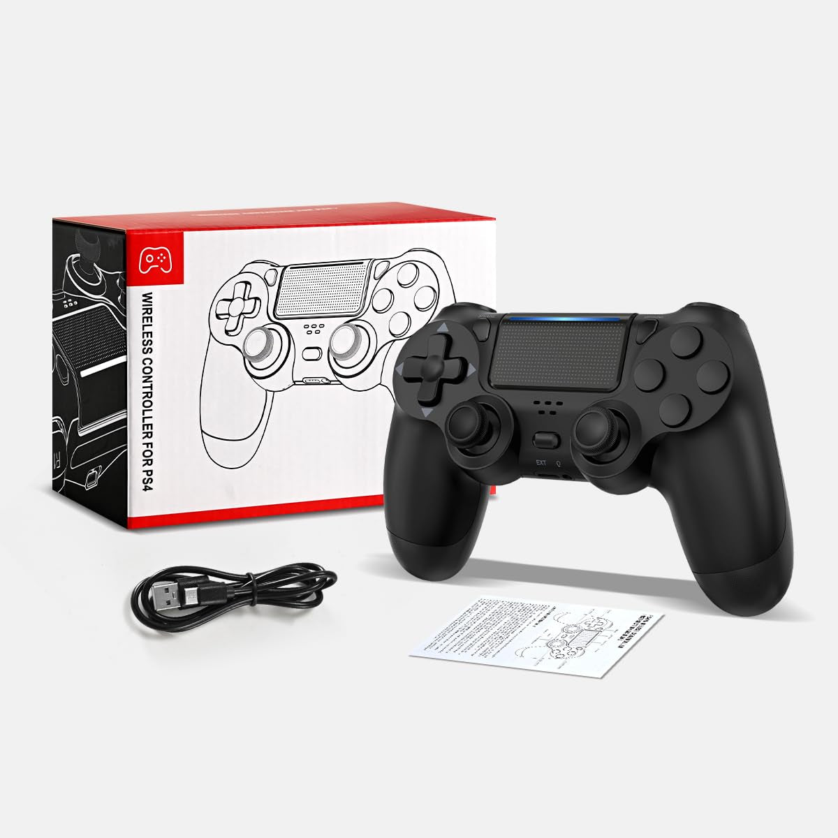 PS4 Controller Wireless, with Vibration Feedback, Motion Sensing, Touchpad, Light Bar, Share, Speaker, 3.5Mm Headphone Jack (Black)