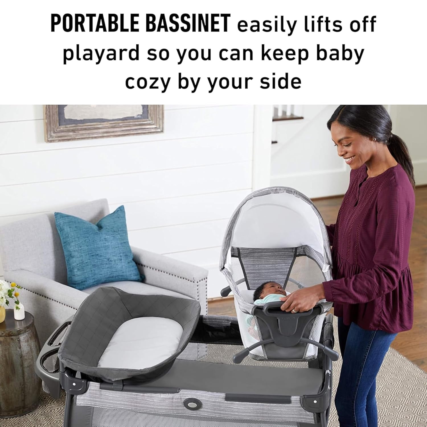 Pack 'N Play Close2Baby Bassinet Playard Features Portable Bassinet Diaper Changer and More, Derby