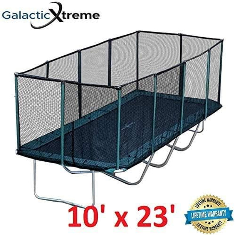 - Galactic Xtreme Commercial Grade Rectangle Trampoline 10X23 - Gymnastics Trampoline with Net Enclosure - Large Trampoline for Backyard Heavy Duty 750Lbs Jumping Capacity