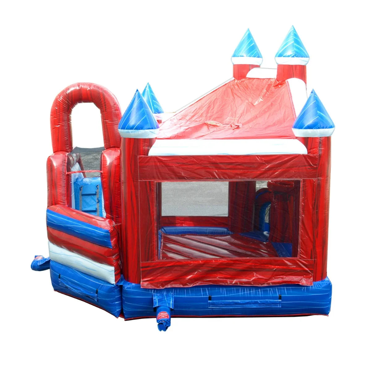 Commercial Inflatable Castle Bounce House with Slide, Red, White, and Blue Deluxe