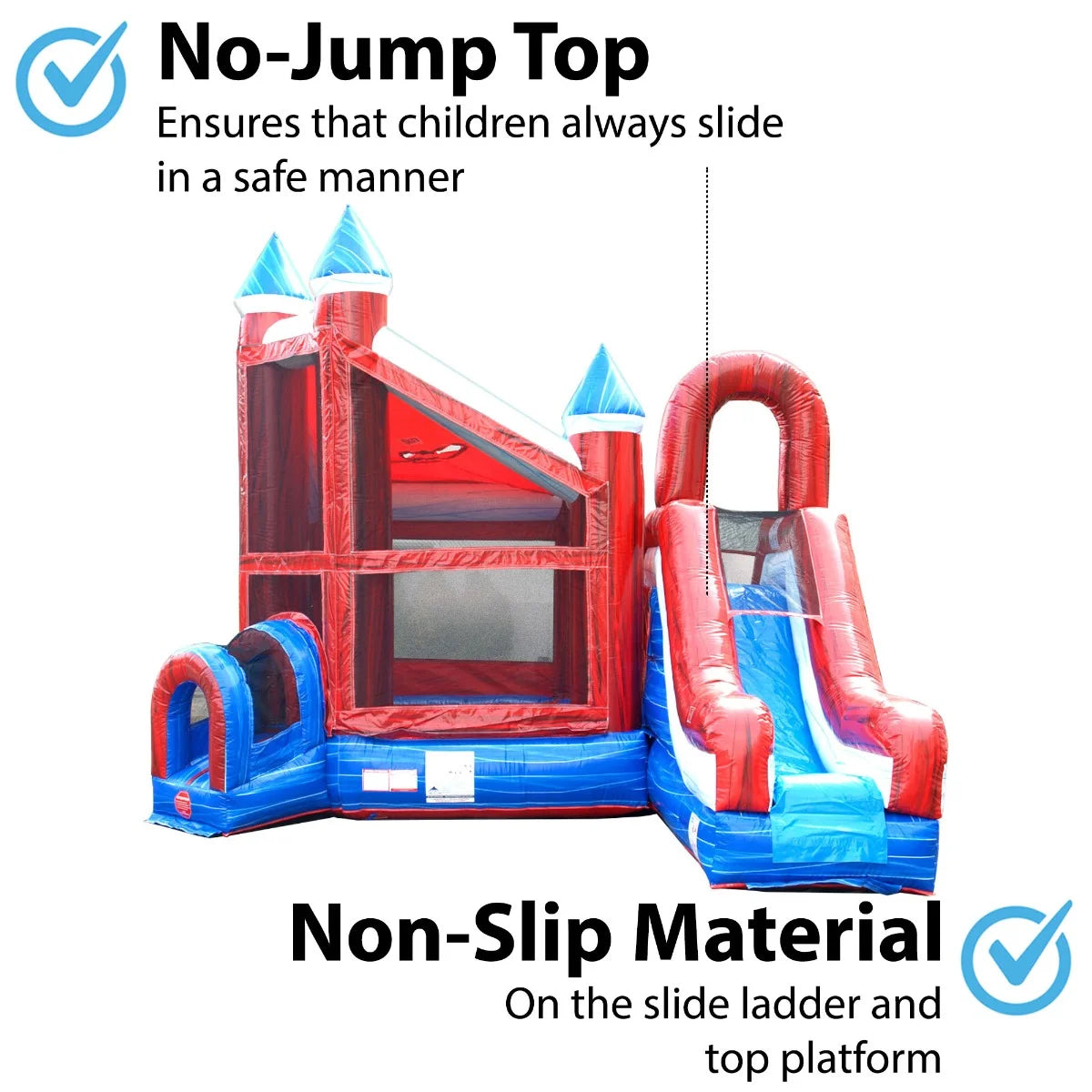 Commercial Inflatable Castle Bounce House with Slide, Red, White, and Blue Deluxe